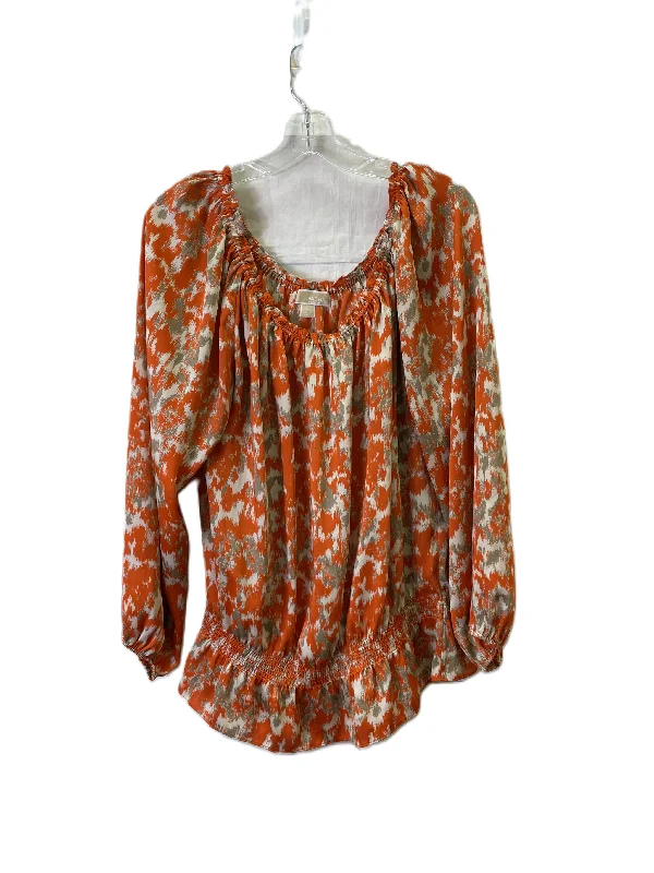 Top Long Sleeve Basic By Michael Kors In Orange, Size: Xl