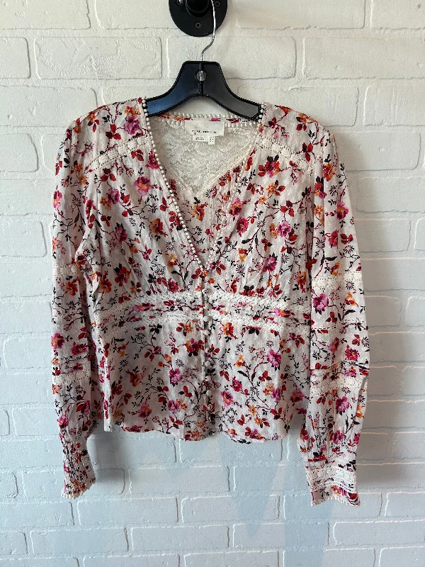 Top Long Sleeve By Anthropologie In Pink & Red, Size: S