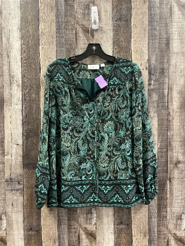 Top Long Sleeve By Belle By Kim Gravel In Green, Size: S