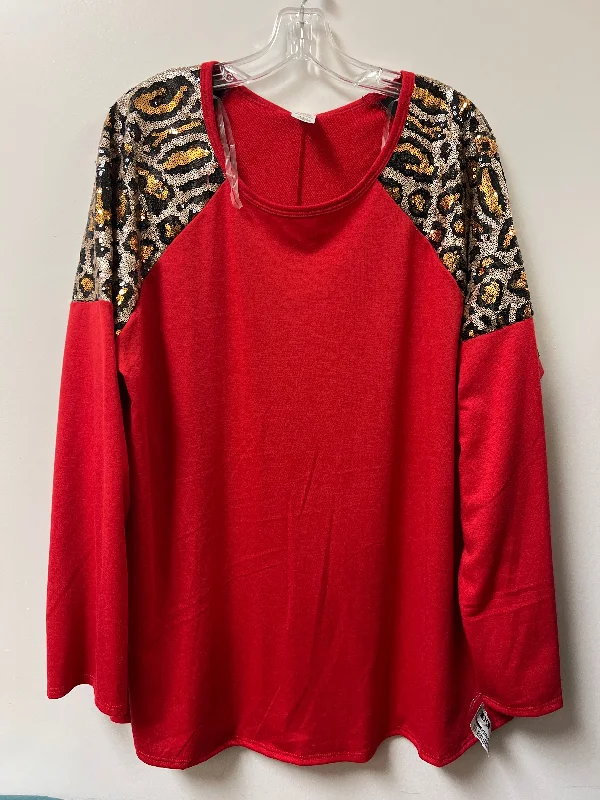 Top Long Sleeve By Clothes Mentor In Red, Size: 2x