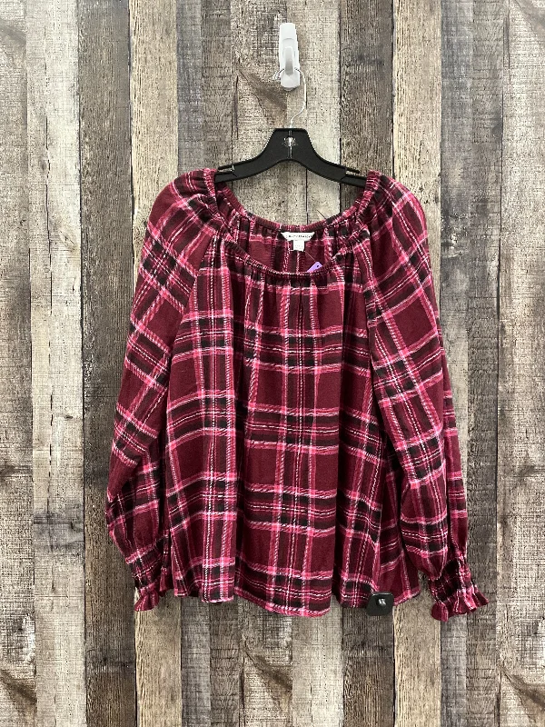 Top Long Sleeve By Counterparts In Plaid Pattern, Size: Xl