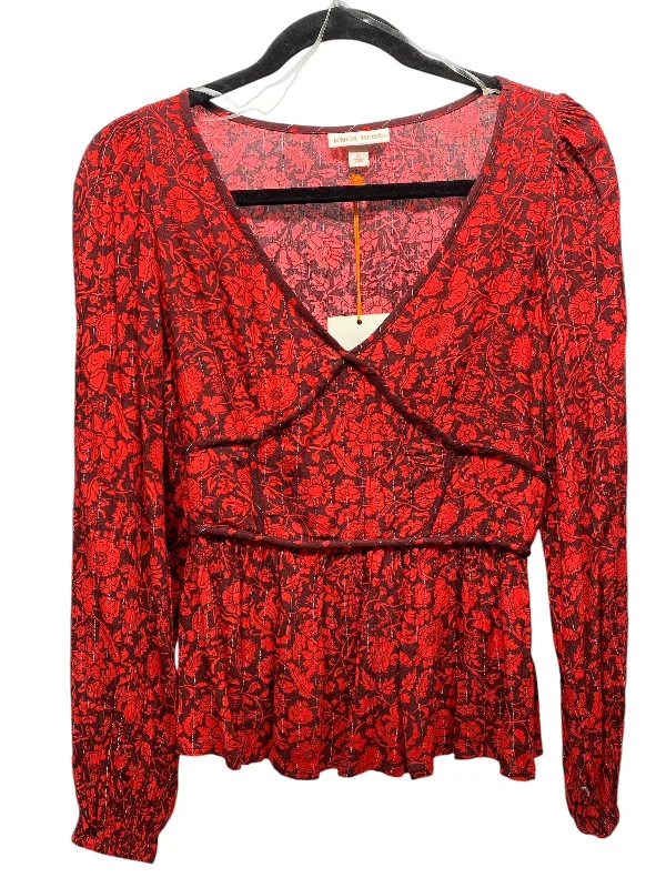 Top Long Sleeve By Knox Rose In Red, Size: Xs