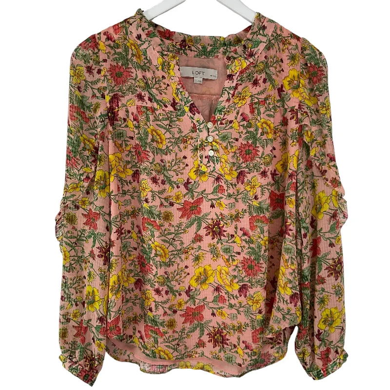 Top Long Sleeve By Loft In Pink, Size: L