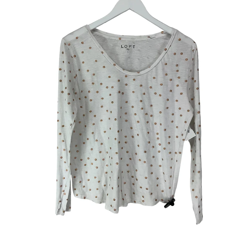 Top Long Sleeve By Loft In White, Size: L