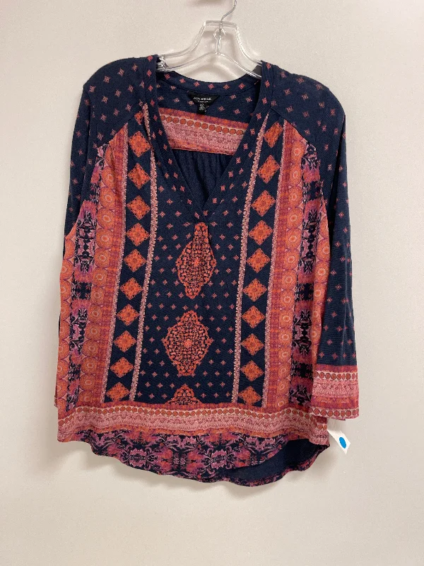 Top Long Sleeve By Lucky Brand In Blue & Red, Size: L