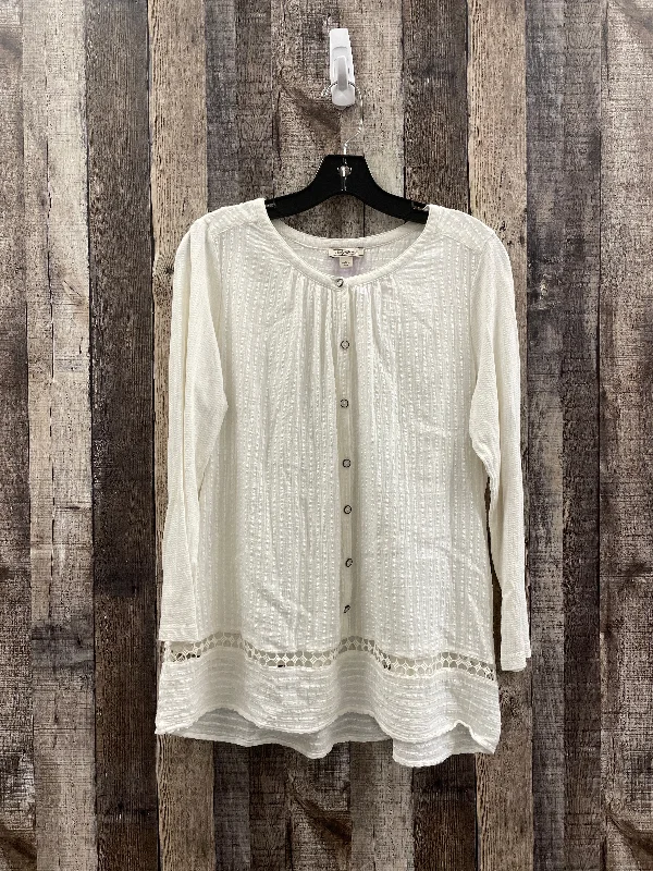 Top Long Sleeve By Lucky Brand In White, Size: L