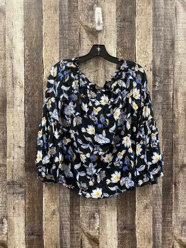 Top Long Sleeve By White House Black Market In Floral Print, Size: S