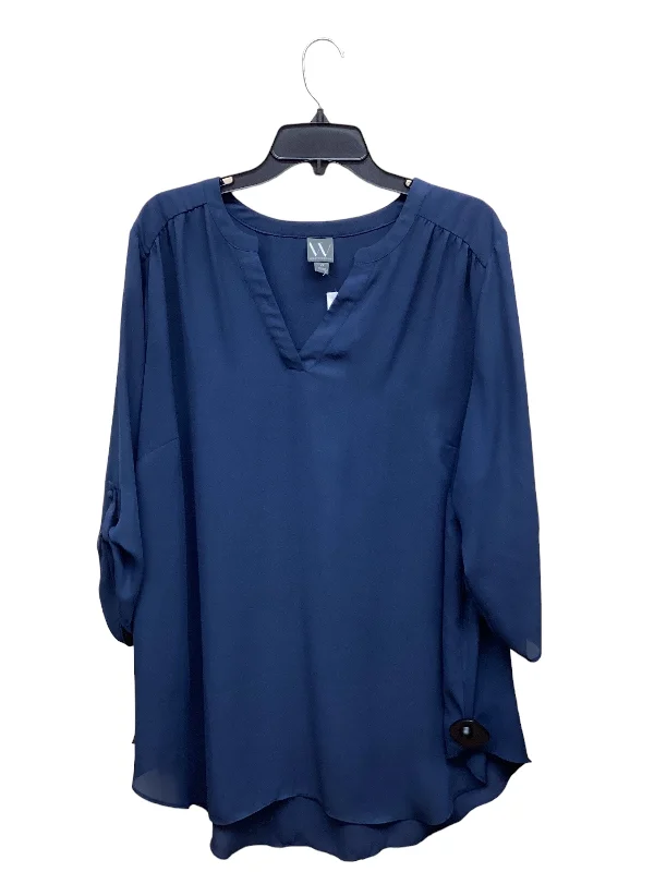 Top Long Sleeve By Worthington In Blue, Size: 2x