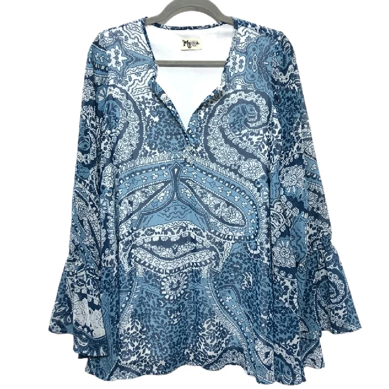 Tunic Long Sleeve By Show Me Your Mumu In Blue & White, Size: S